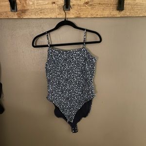 Old Navy blue floral, square neck body suit